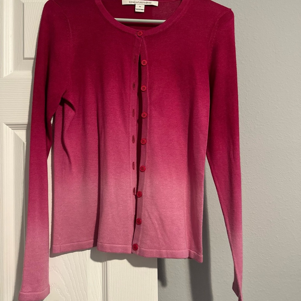 Diane Von Furstenberg Red to Pink Ombre Cardigan